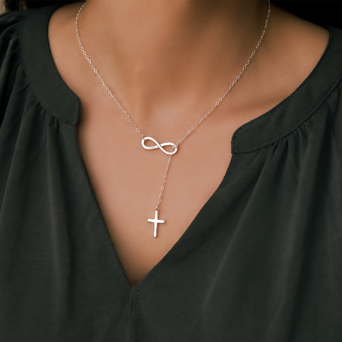 Infinity Cross Pendant Necklace