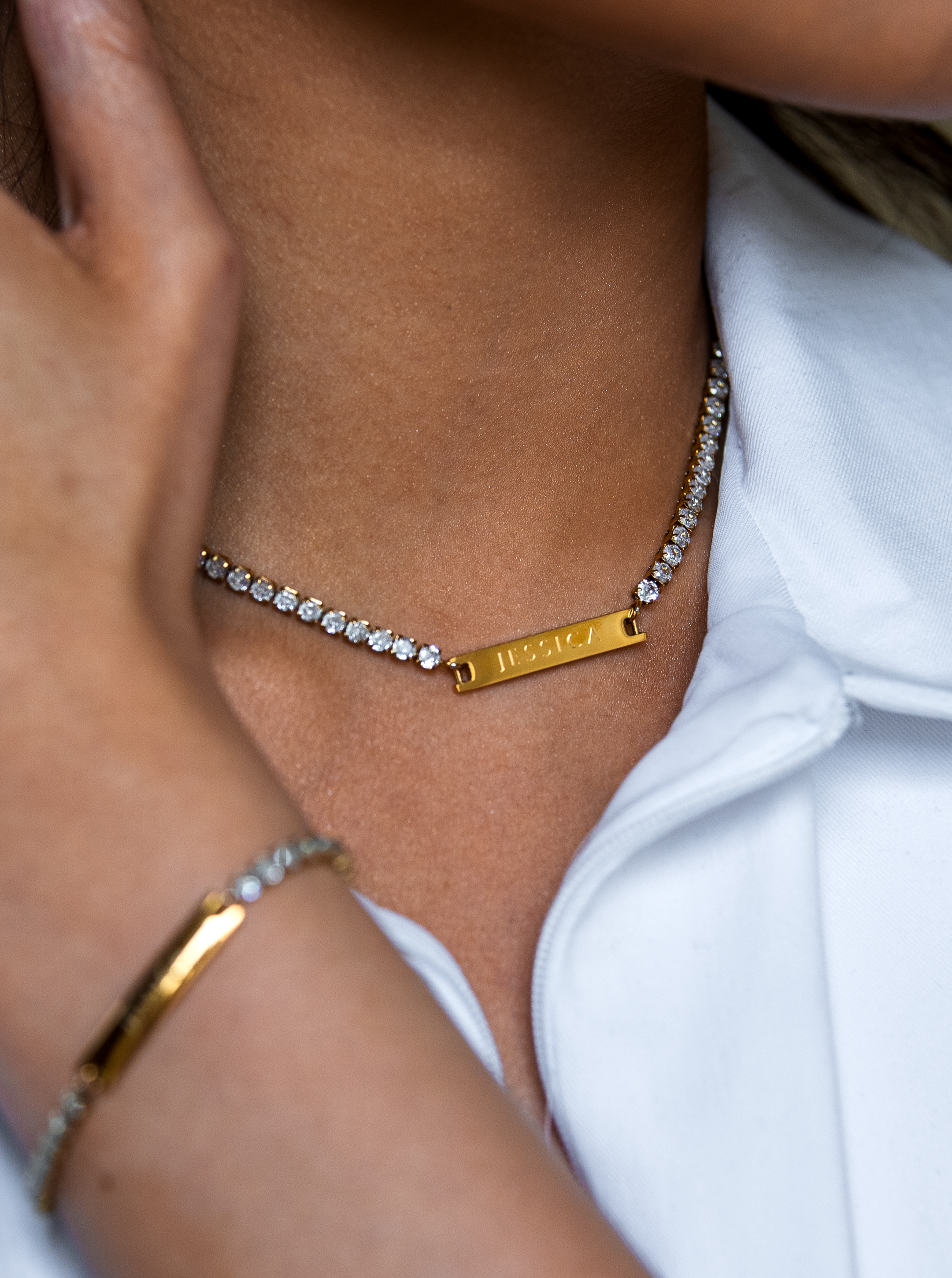 Collier Tennis Gravé en Or