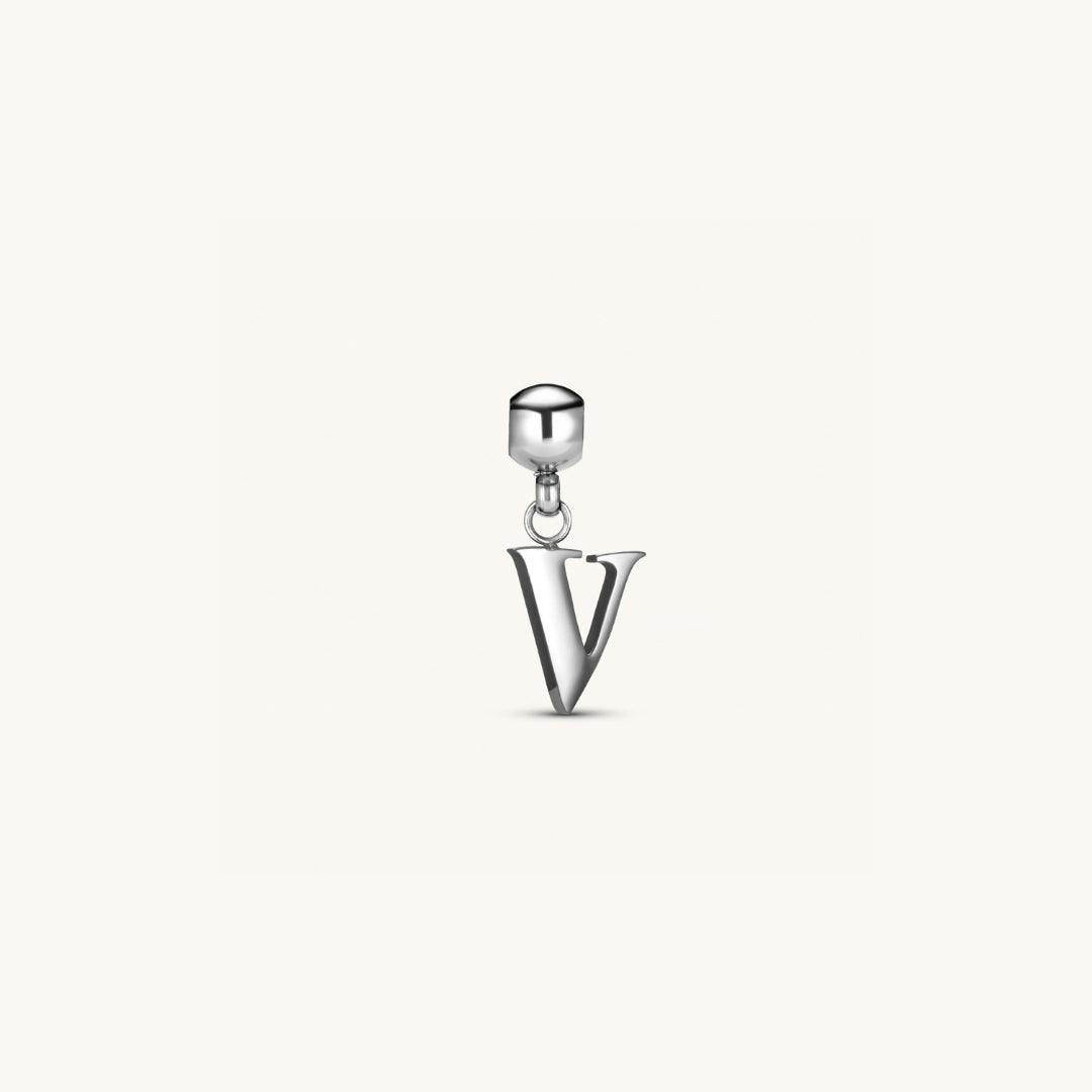 Pendentif Initiale V Classique en Argent
