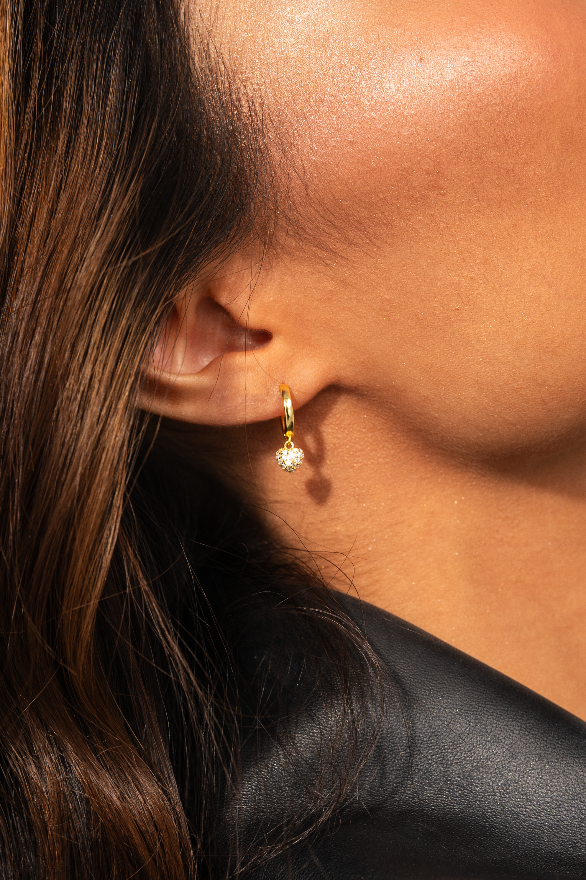 Boucles d'Oreilles Amore Pavé en Or