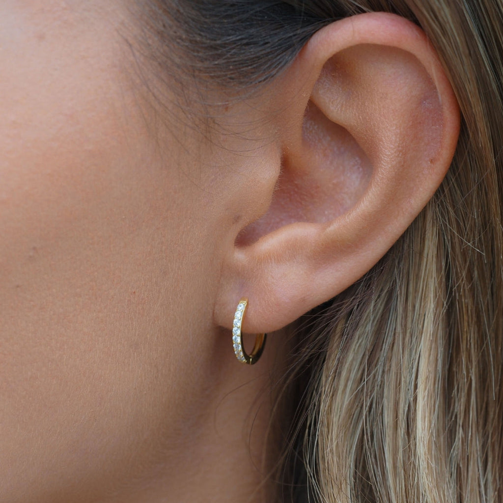 Petites Créoles Pavé en Argent