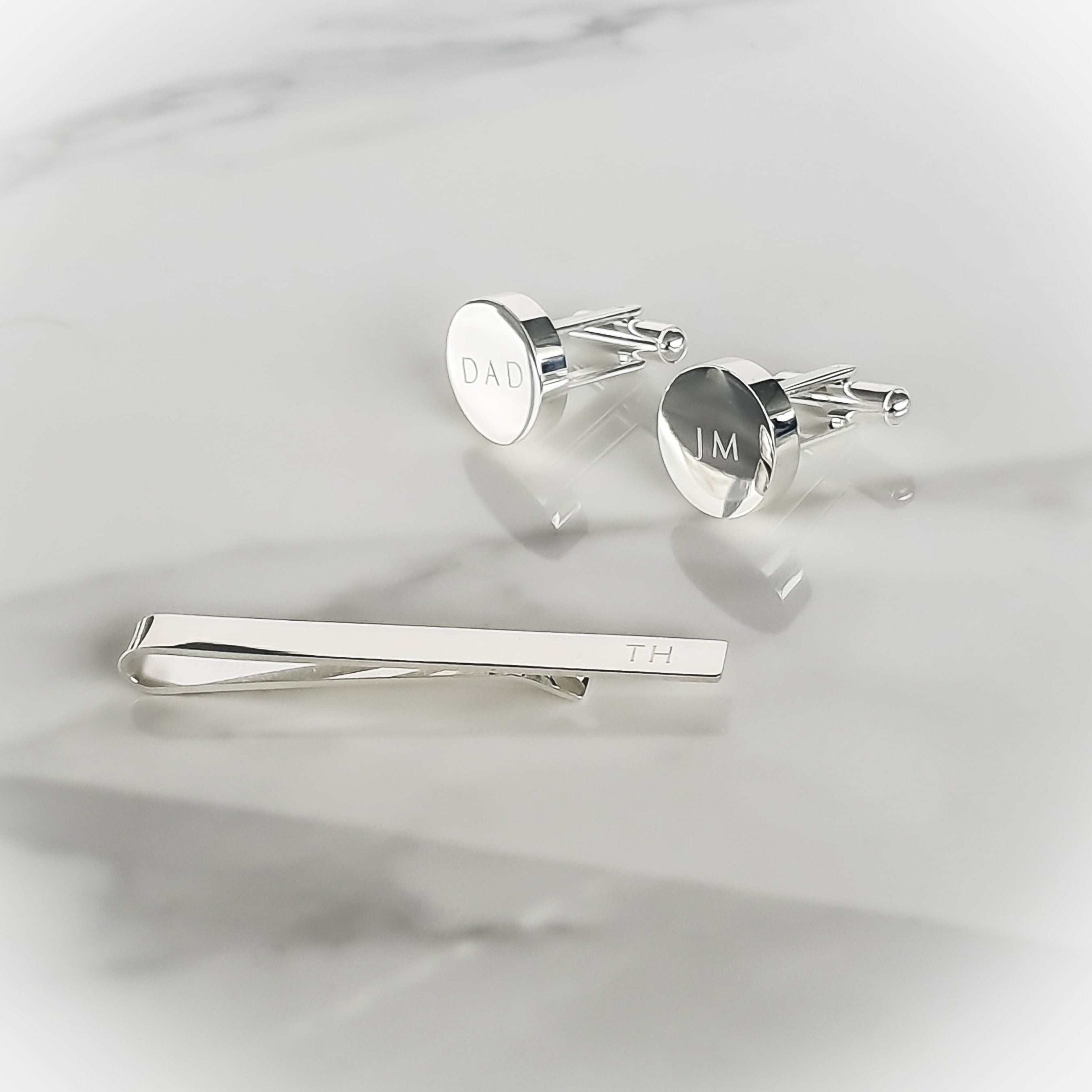 Coffret Cadeau Épingle de Cravate & Boutons de Manchette en Argent