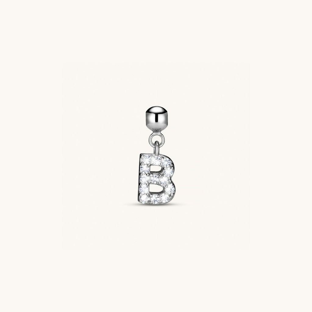Pendentif Initiale B avec Diamant en Argent