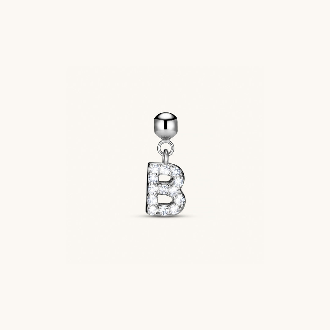 Pendentif Initiale B avec Diamant en Argent