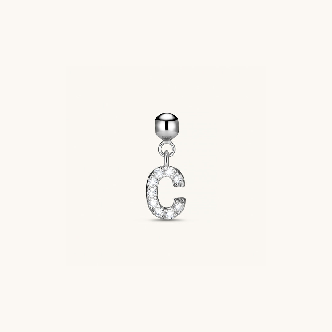 Pendentif Initiale C avec Diamant en Argent