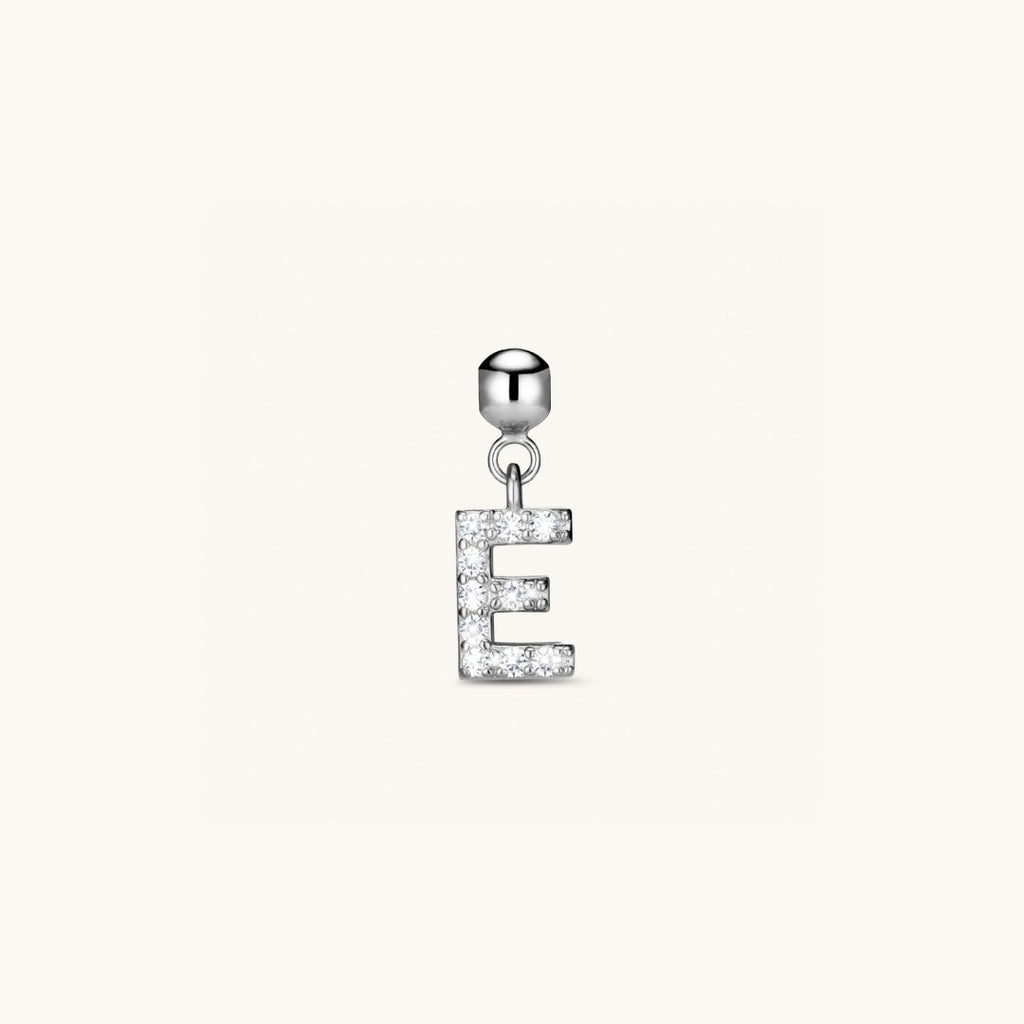 Pendentif Initiale E avec Diamant en Argent