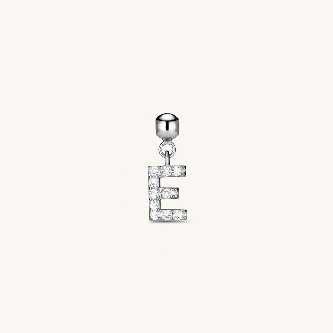 Pendentif Initiale E avec Diamant en Argent