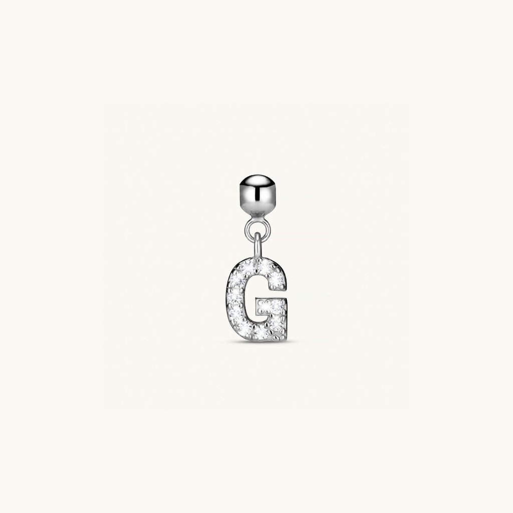 Pendentif Initiale G avec Diamant en Argent