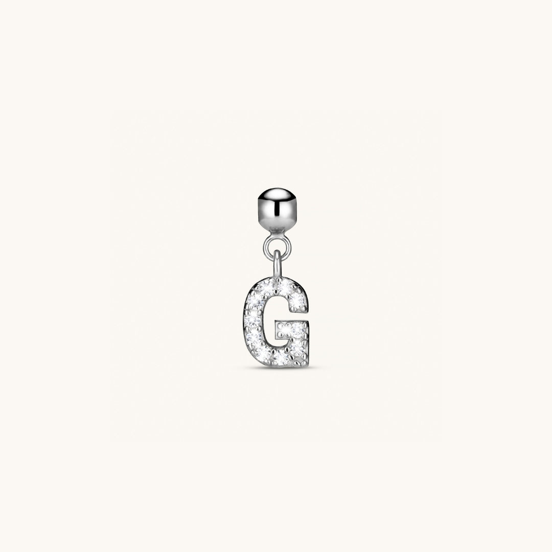Pendentif Initiale G avec Diamant en Argent