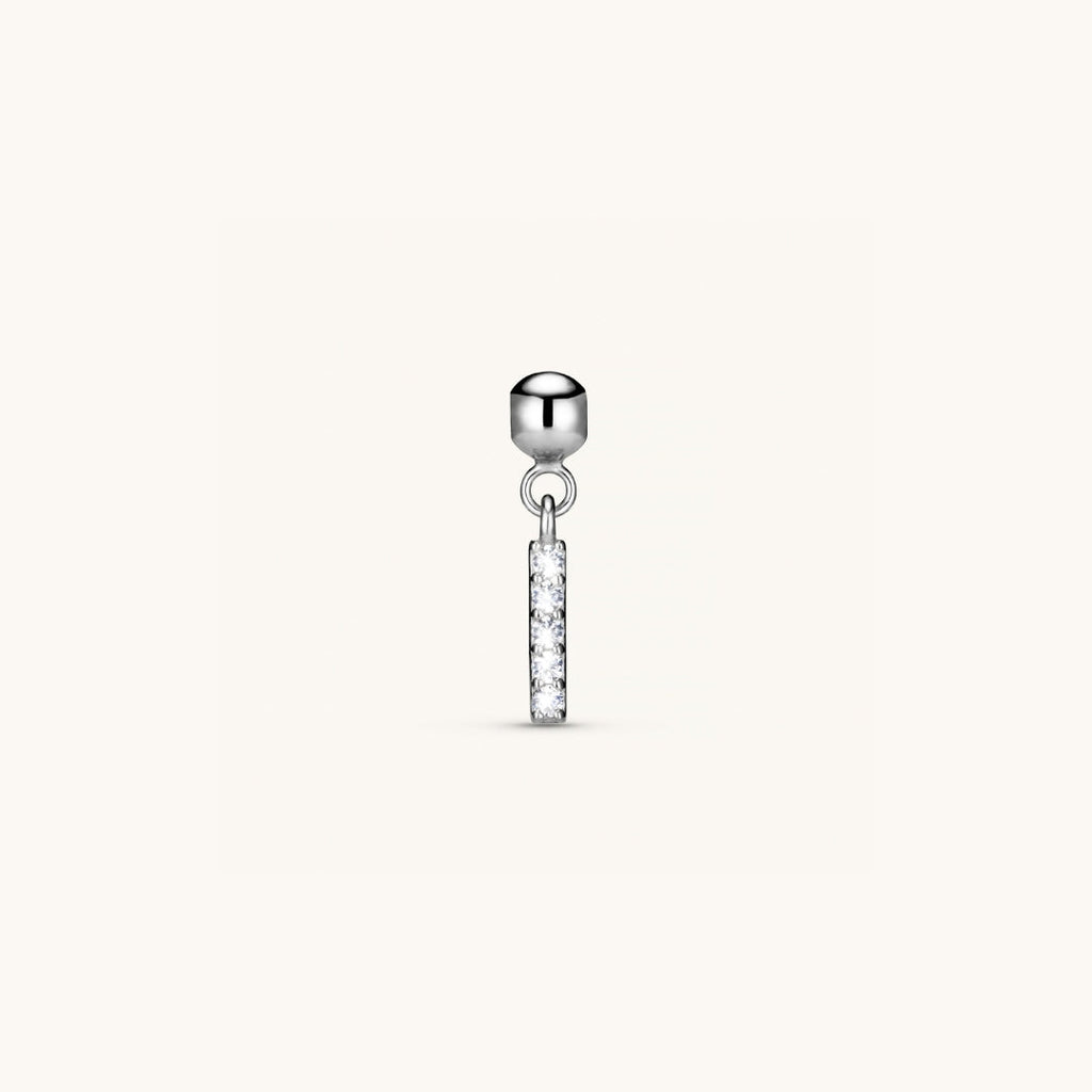 Pendentif Initiale I avec Diamant en Argent