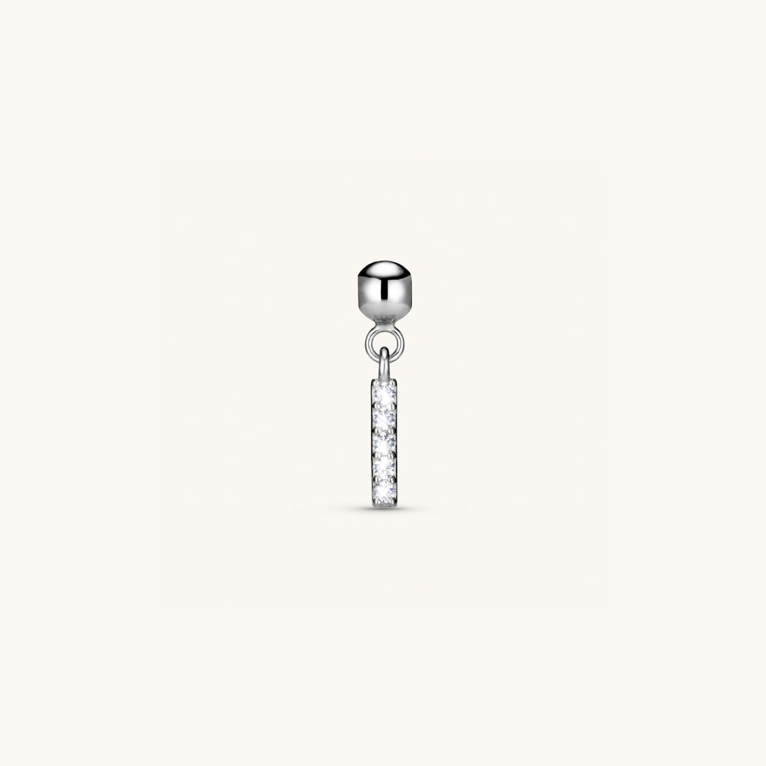 Pendentif Initiale I avec Diamant en Argent