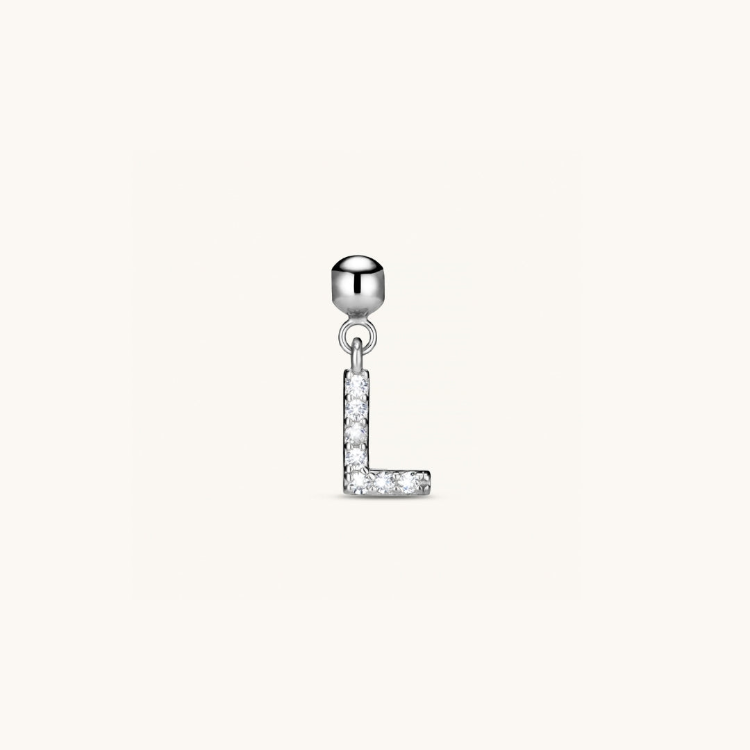 Pendentif Initiale L avec Diamant en Argent
