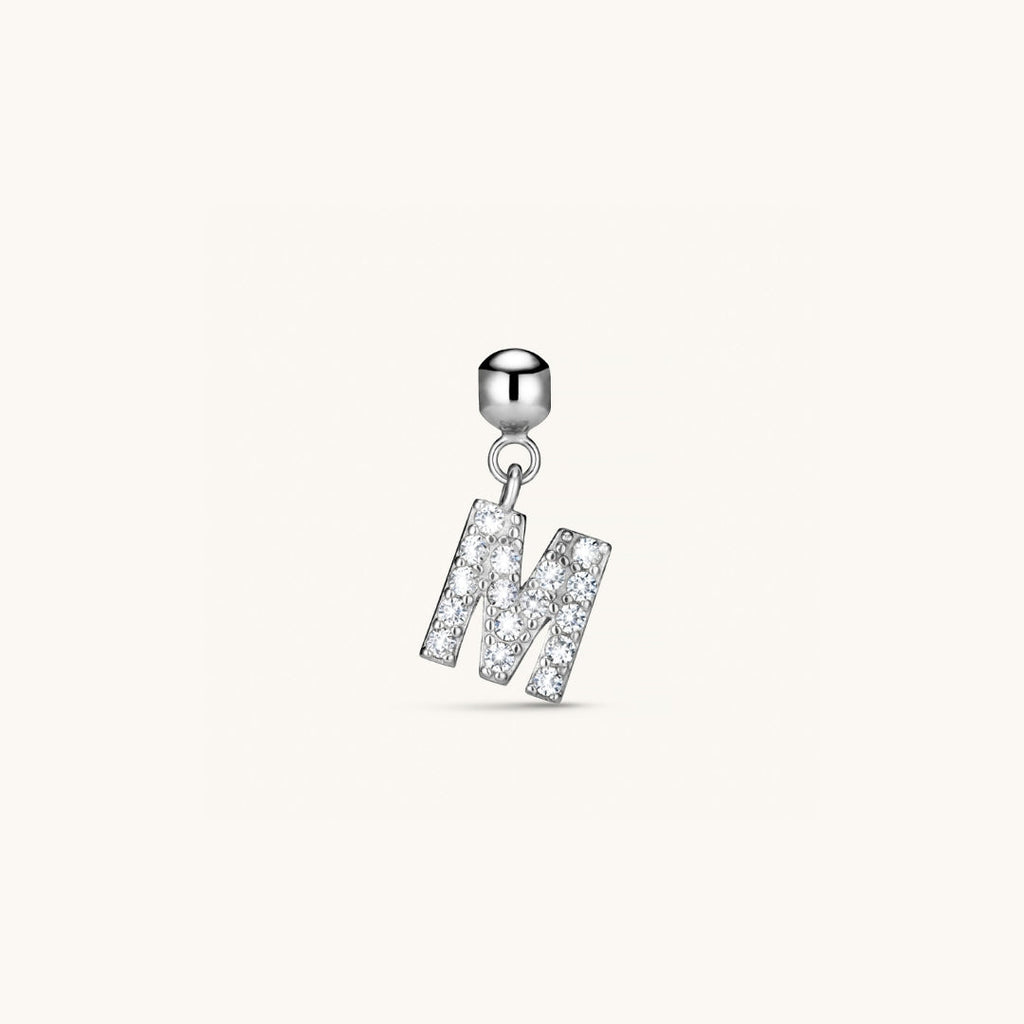 Pendentif Initiale M avec Diamant en Argent