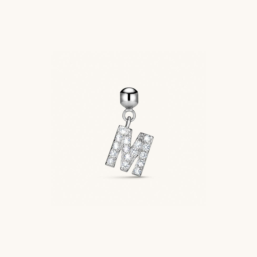 Pendentif Initiale M avec Diamant en Argent