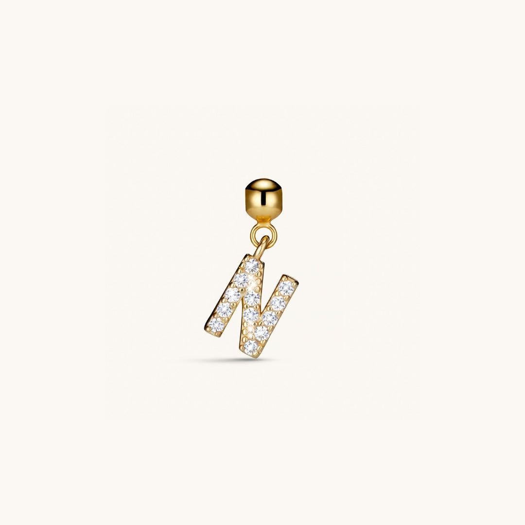 Pendentif Initiale N avec Diamant en Or