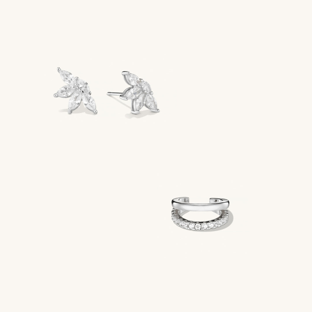 Lot de Boucles d’Oreilles Empilées Lisa en Argent