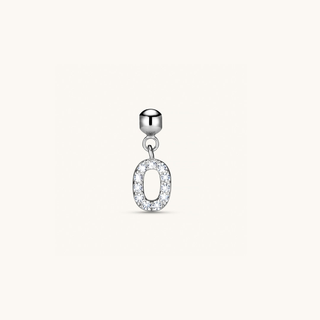 Pendentif Initiale O avec Diamant en Argent