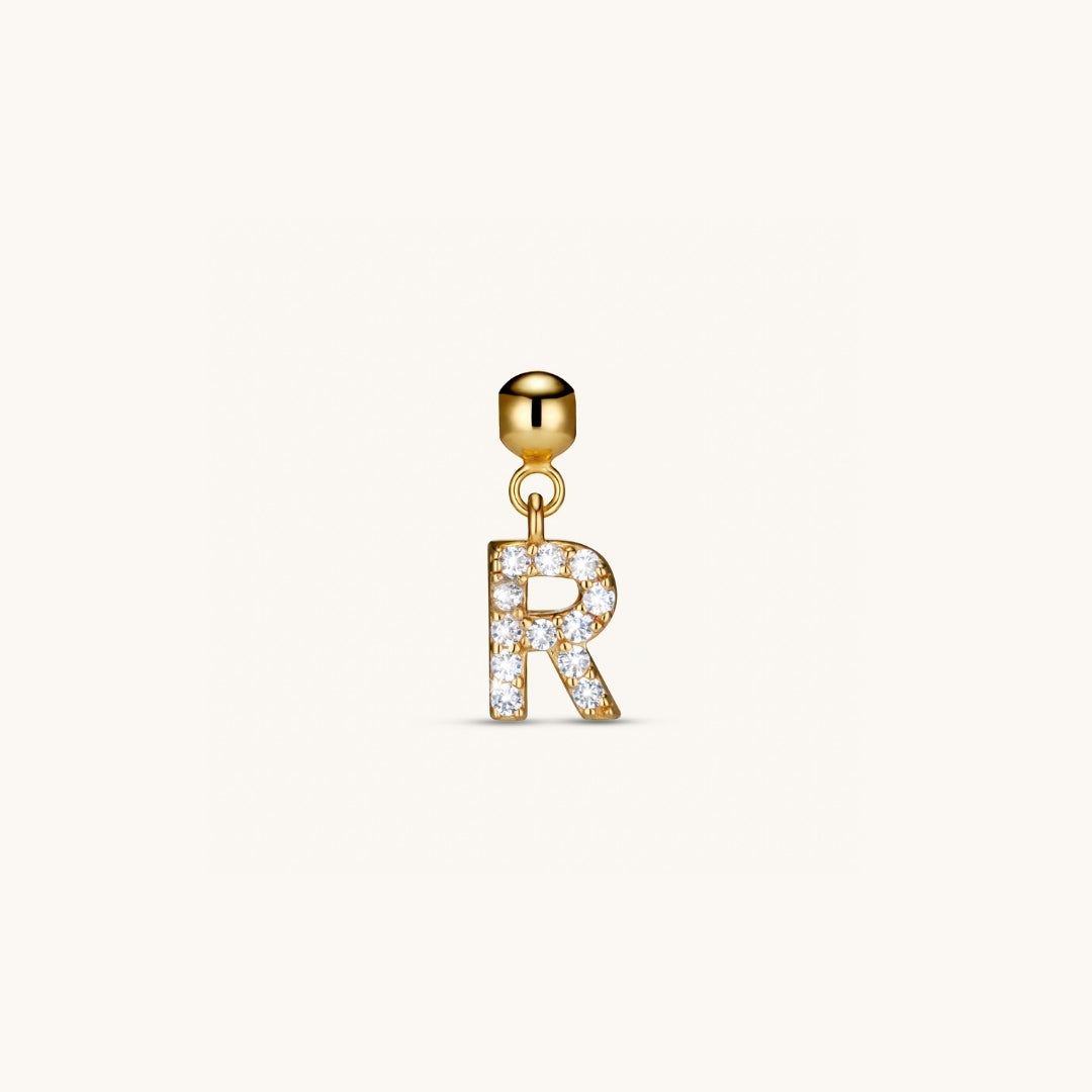 Pendentif Initiale R avec Diamant en Or