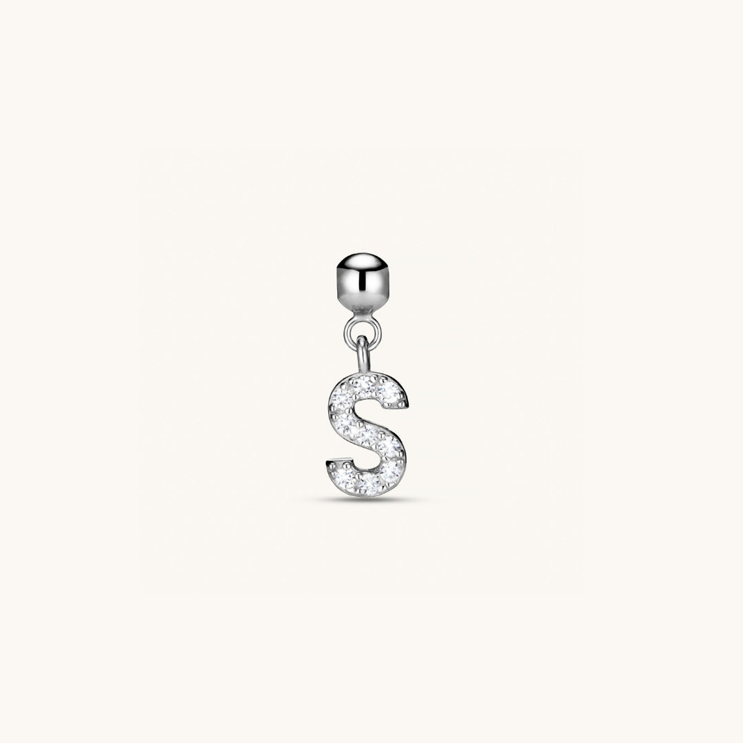 Pendentif Initiale S avec Diamant en Argent