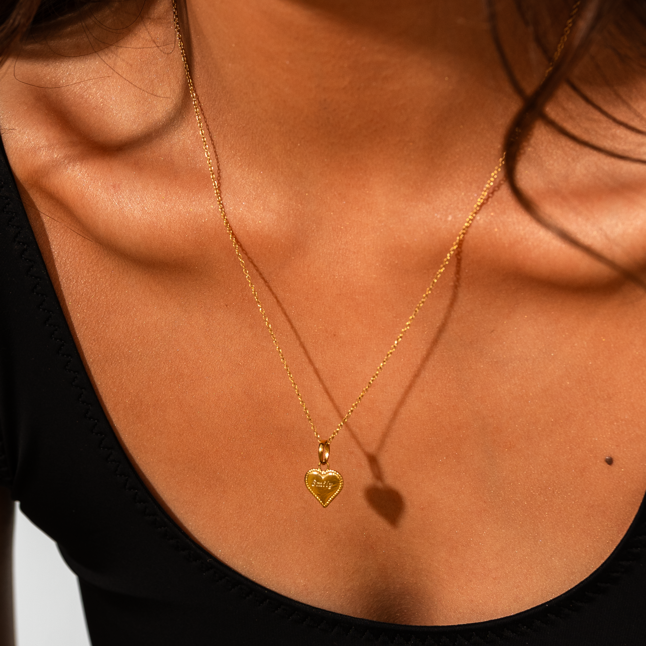 Collier Pendentif Cœur Perlé en Or