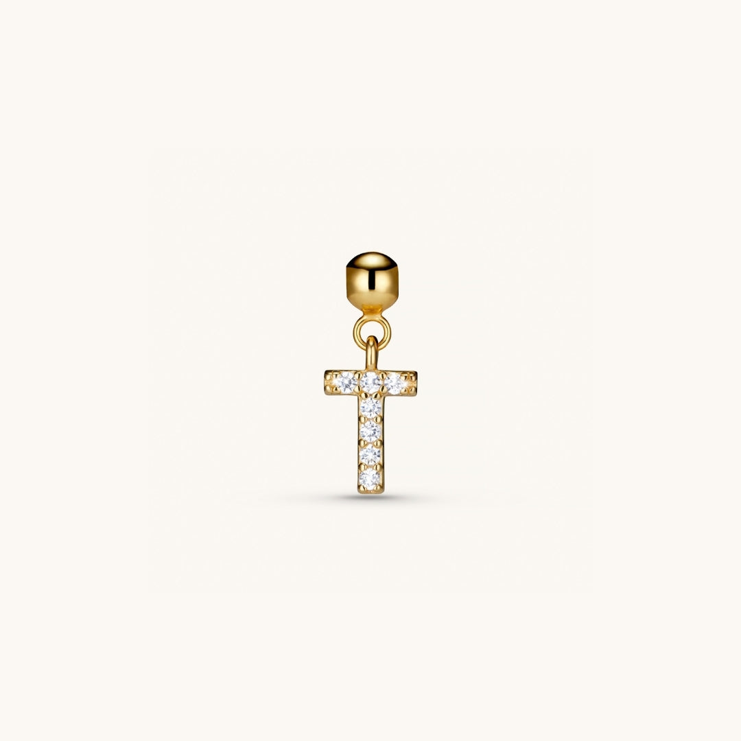 Pendentif Initiale T avec Diamant en Or