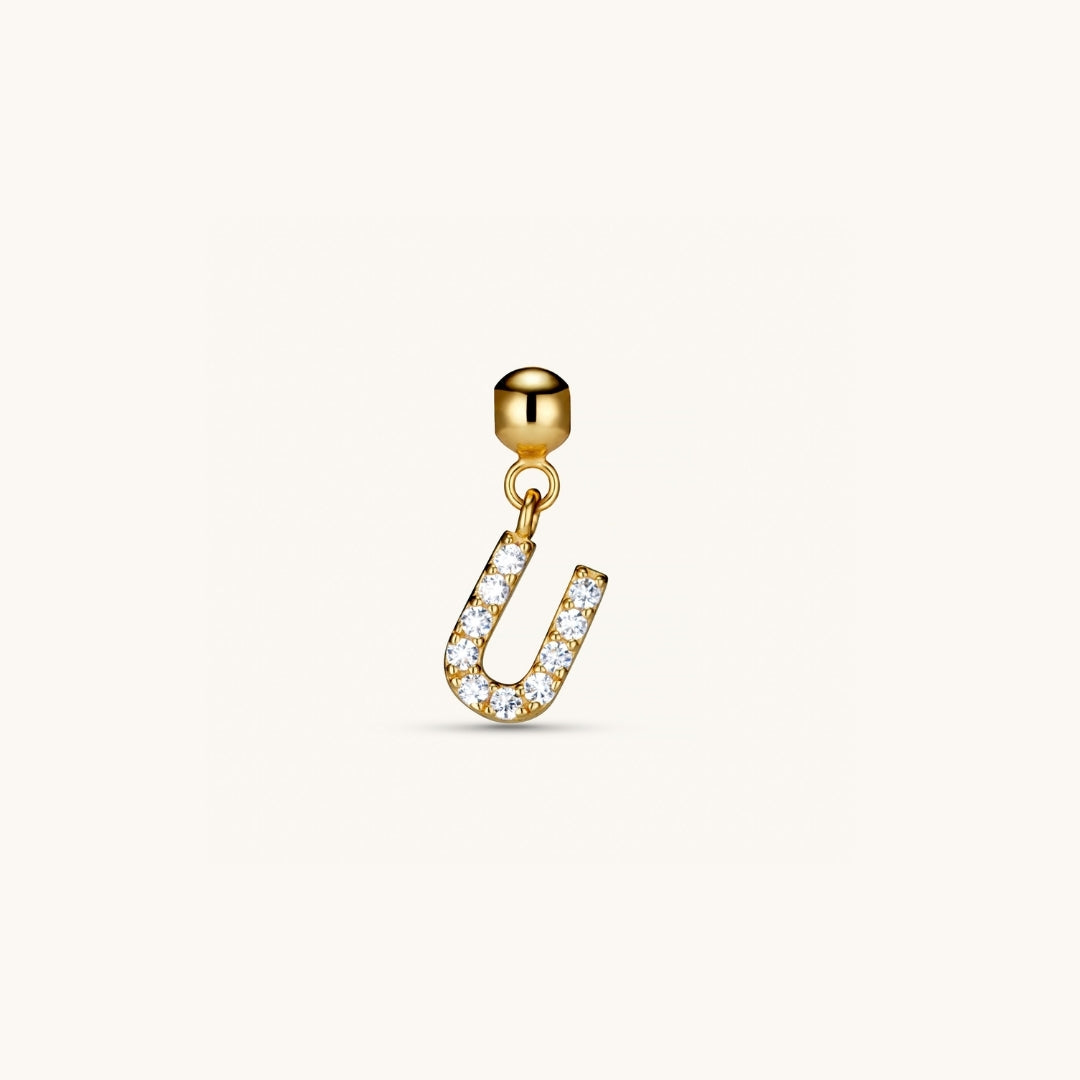 Pendentif Initiale U avec Diamant en Or