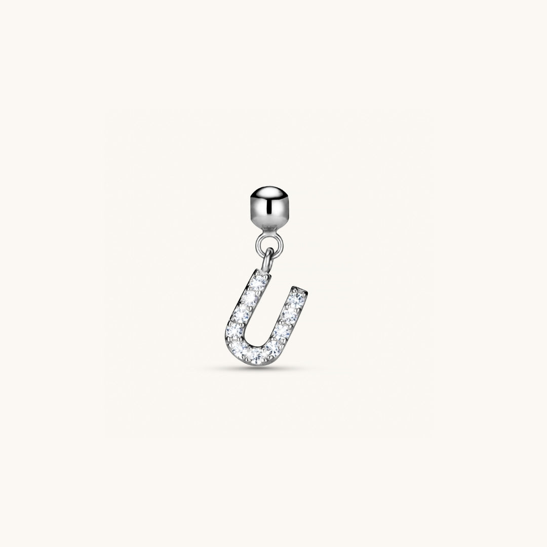 Pendentif Initiale U avec Diamant en Argent