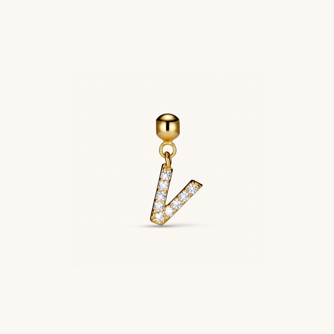 Pendentif Initiale V avec Diamant en Or