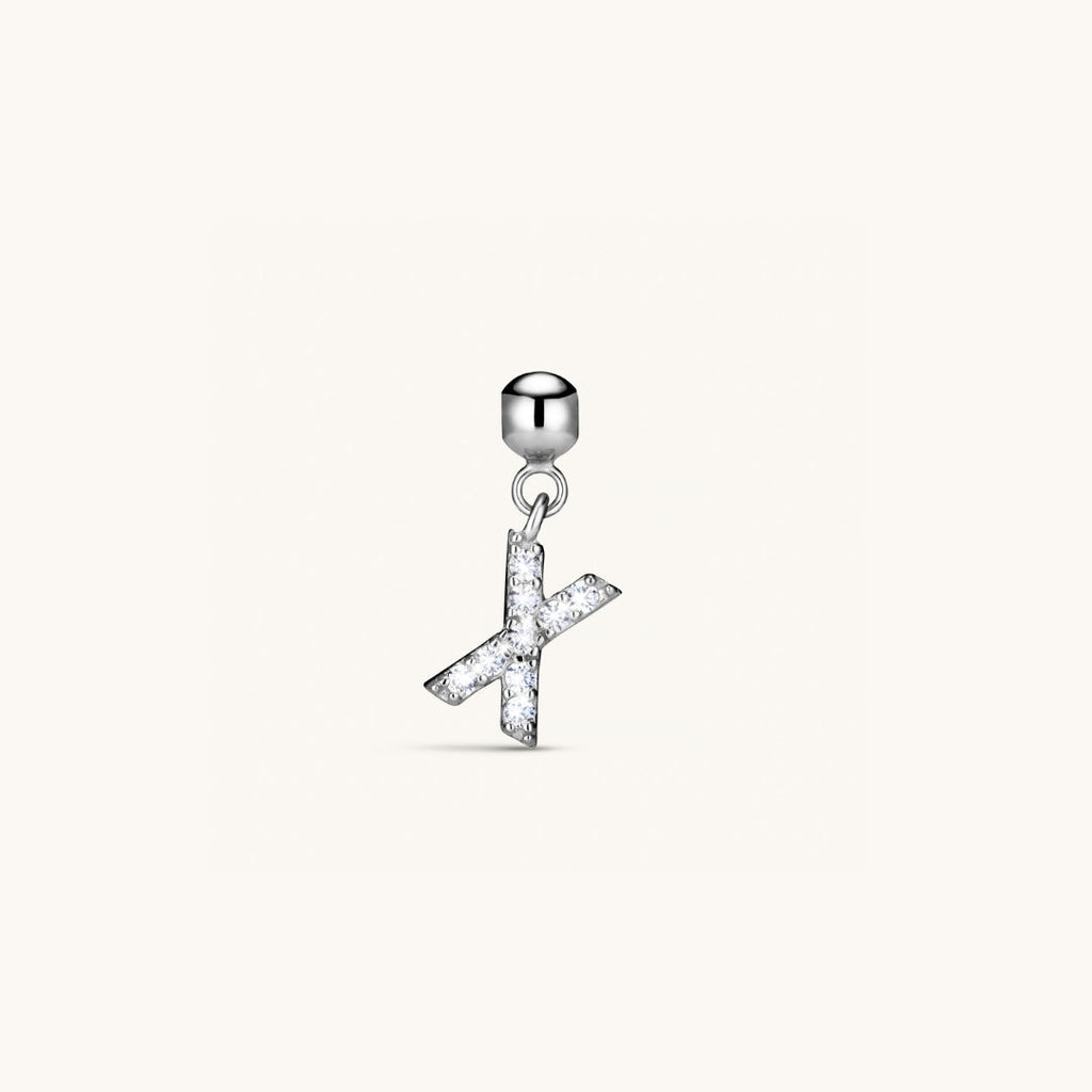 Pendentif Initiale X avec Diamant en Argent