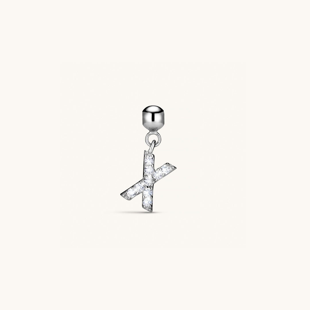Pendentif Initiale X avec Diamant en Argent