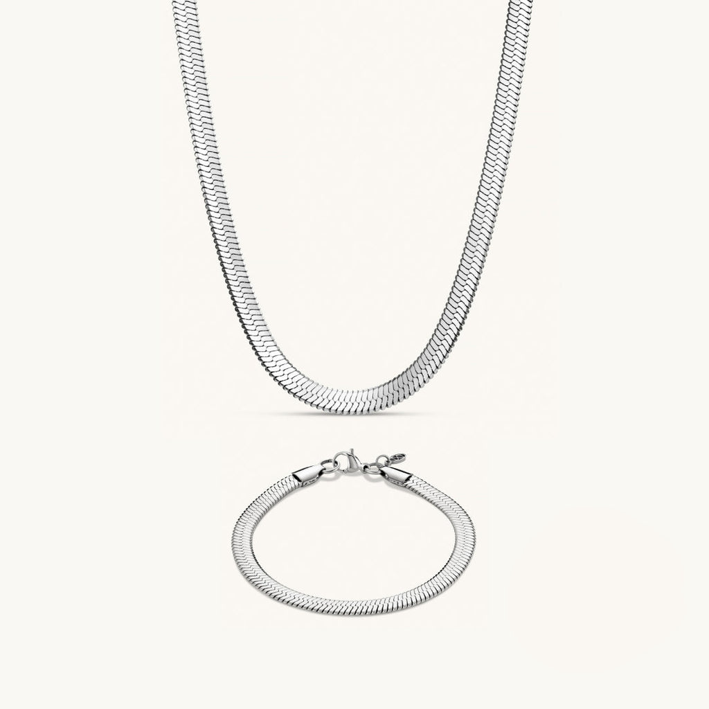 Parure Maille Serpent Bold Assortie en Argent Taille M/L
