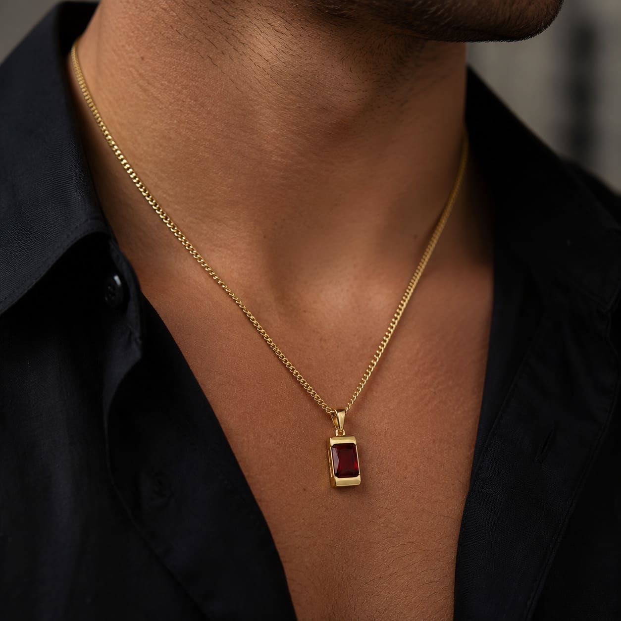 Apollo Red | Iconic Men's Necklace with Stone