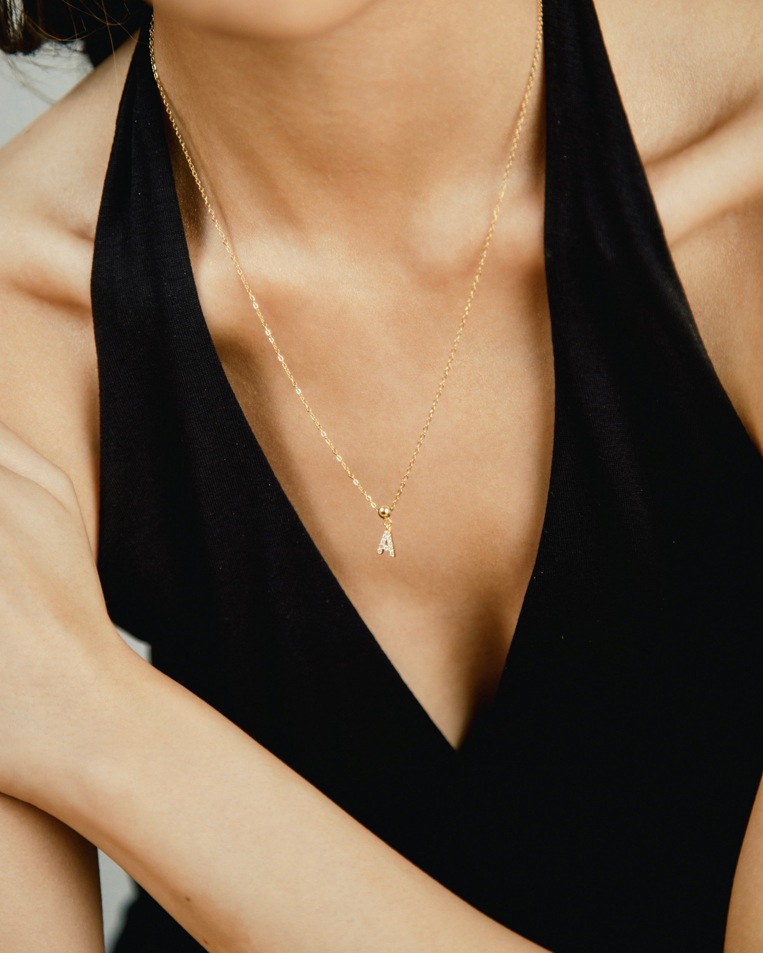 Pendentif Initiale A avec Diamant en Or