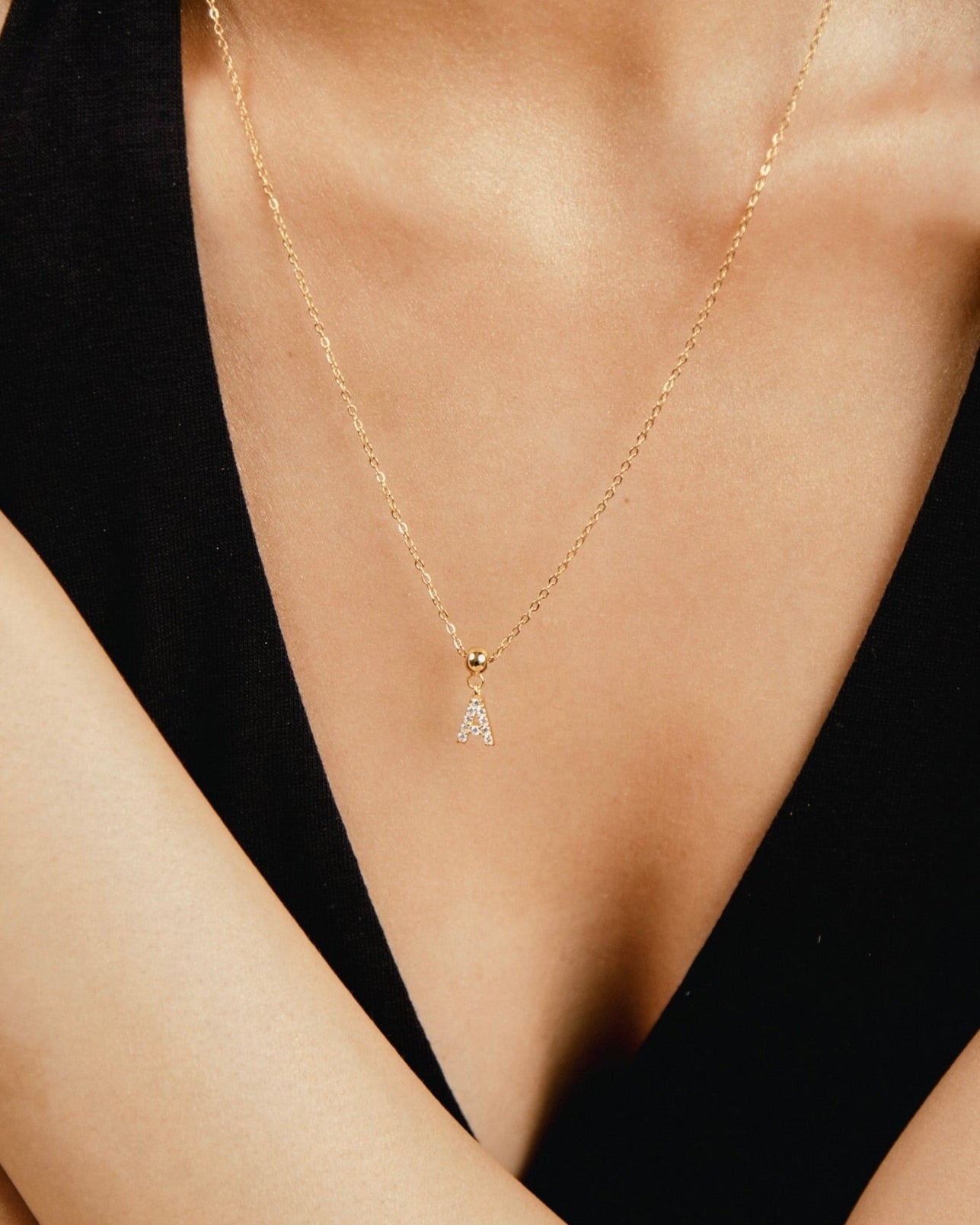Pendentif Initiale A avec Diamant en Or