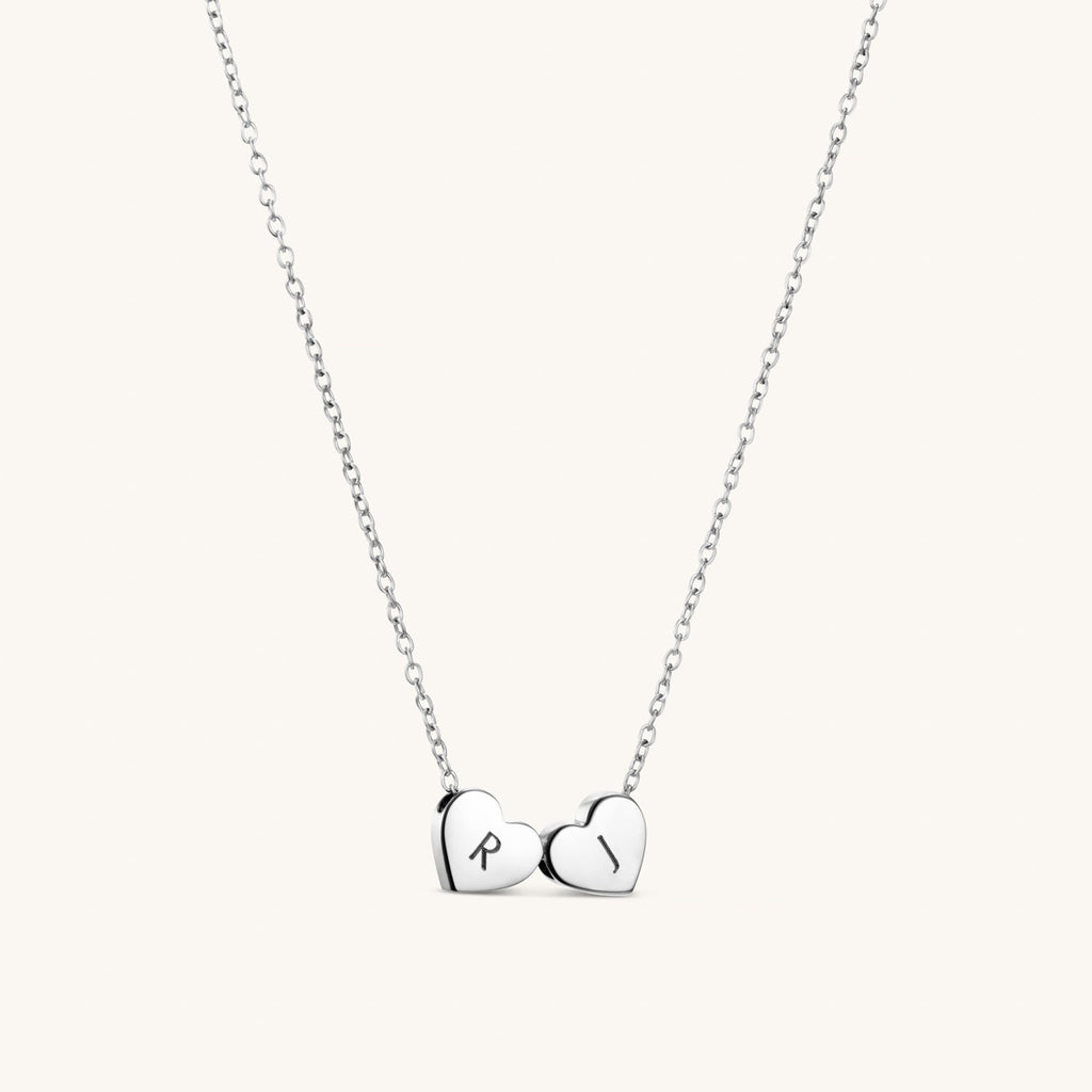 Collier Cœur Amo à Double Perle en Argent