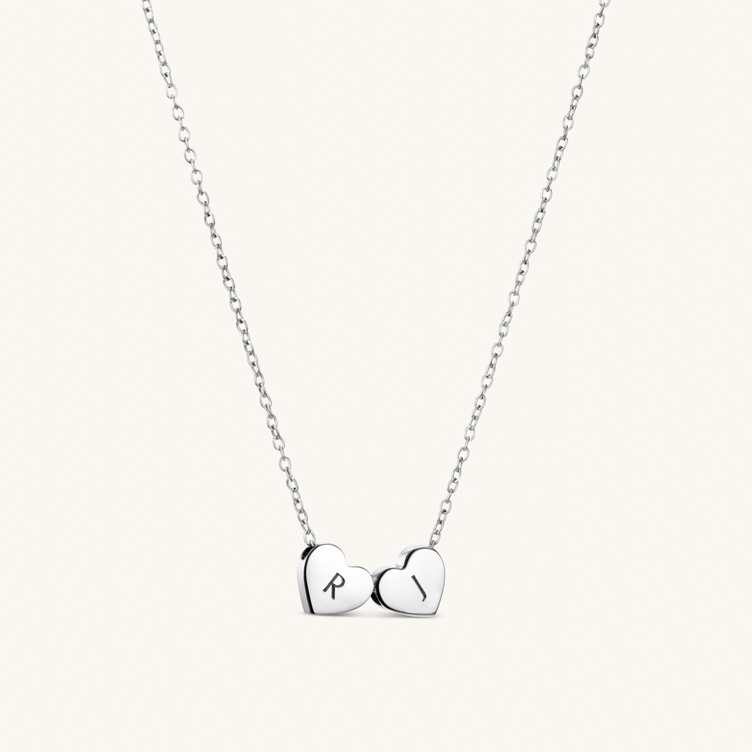 Collier Cœur Amo à Double Perle en Argent