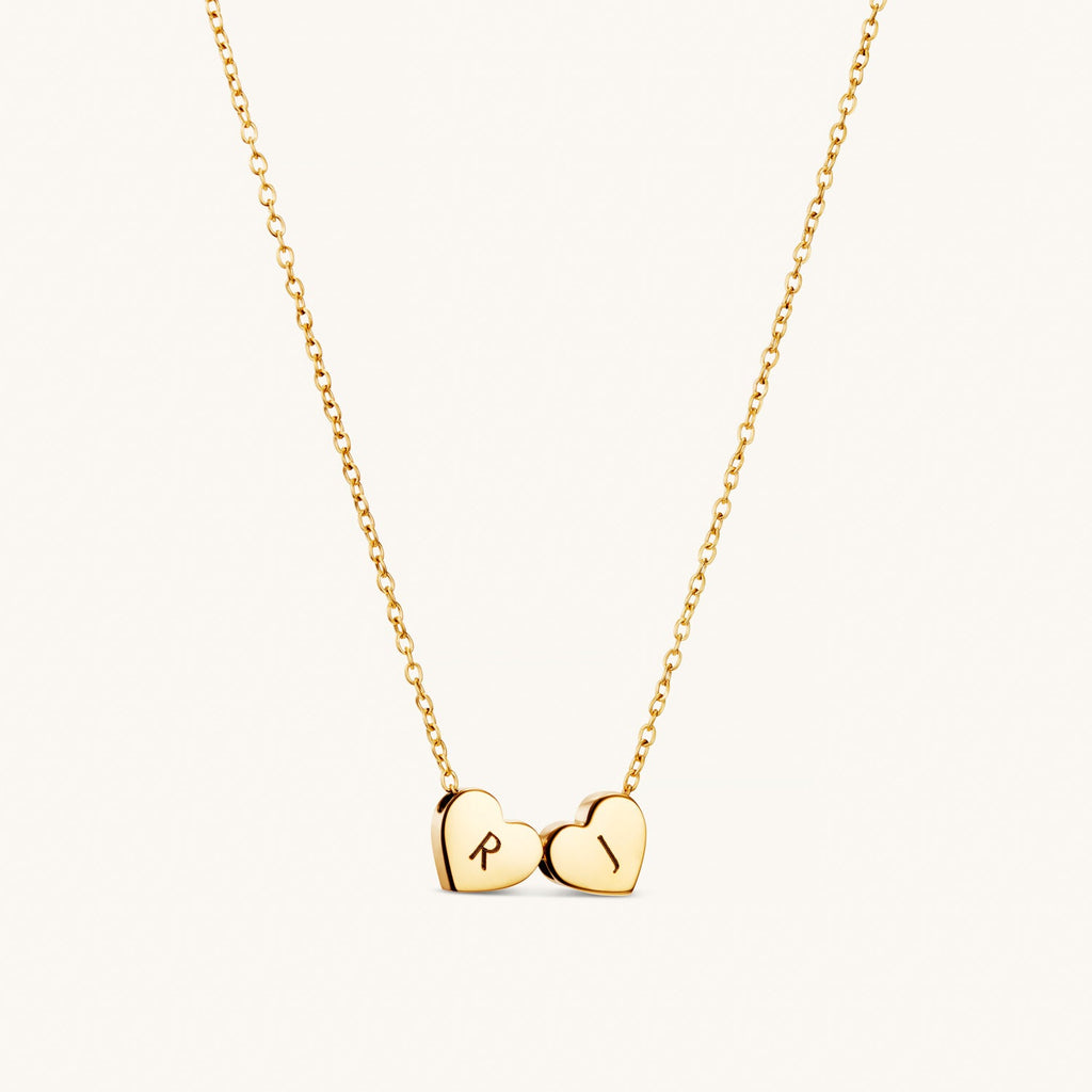 Collier Cœur Amo à Double Perle en Or