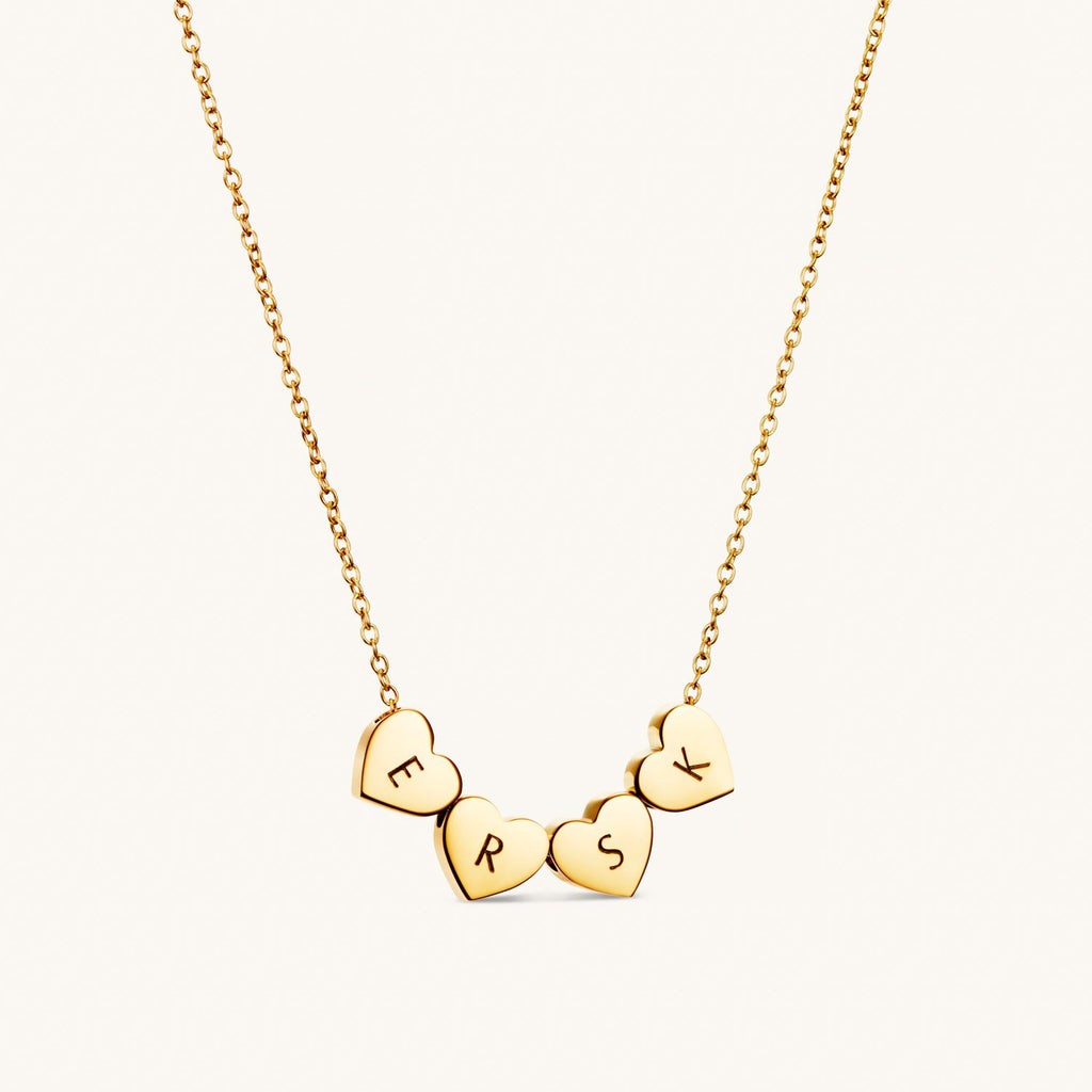Collier Cœur Amo à Quadruple Perle en Or