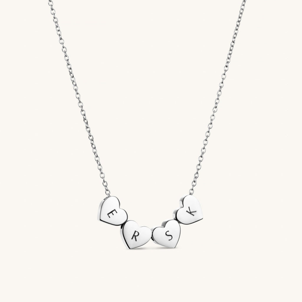 Collier Cœur Amo à Quadruple Perle en Argent