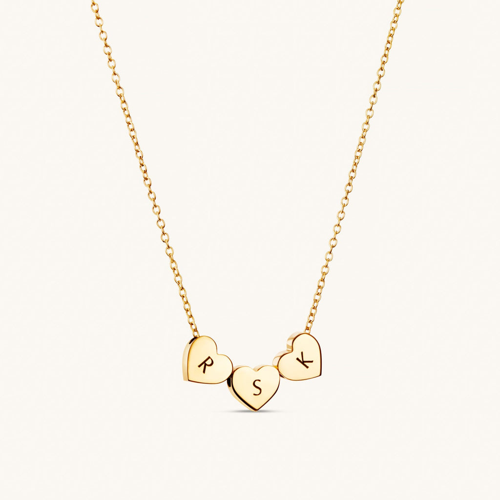 Collier Cœur Amo à Triple Perle en Or