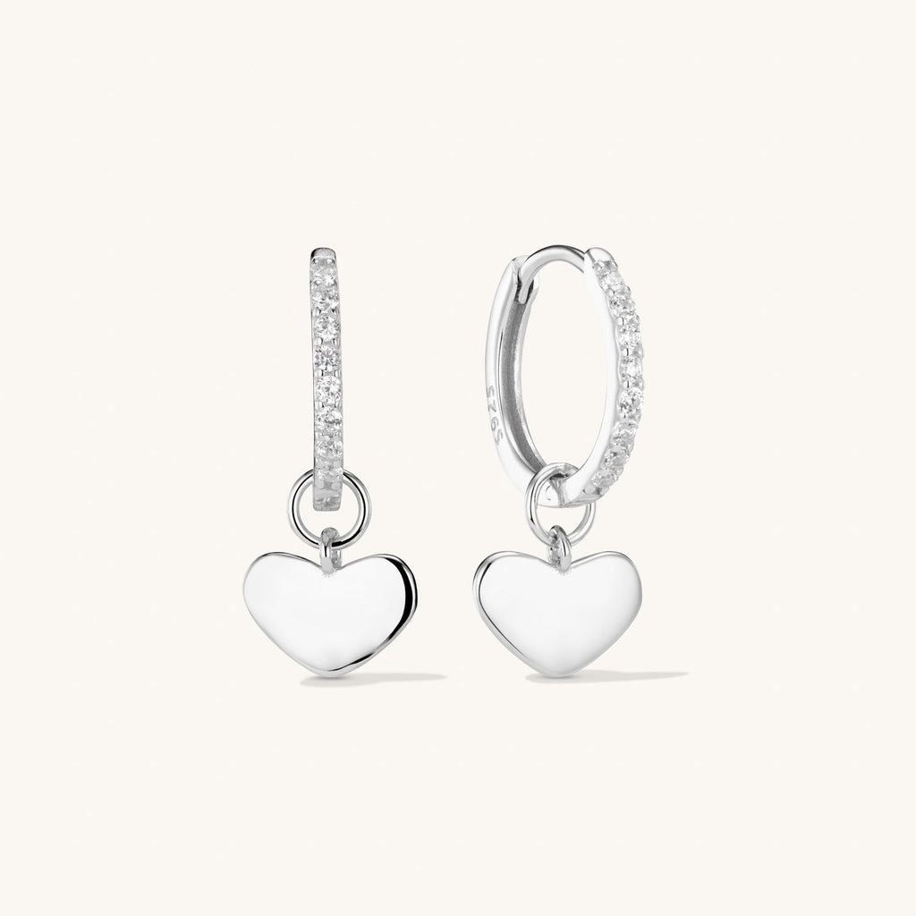 Boucles d’Oreilles Créoles Cœur Amore en Argent