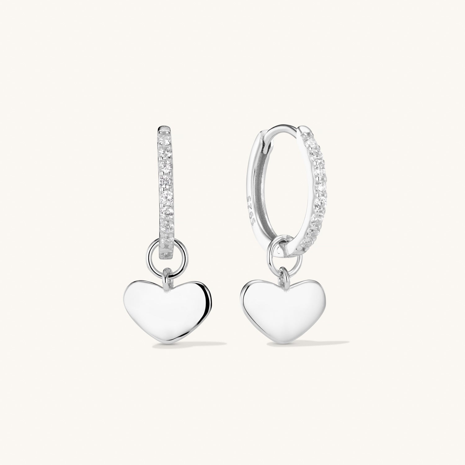 Boucles d’Oreilles Créoles Cœur Amore en Argent