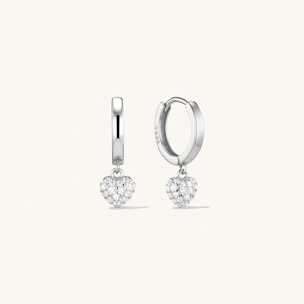 Boucles d'Oreilles Amore Pavé en Argent