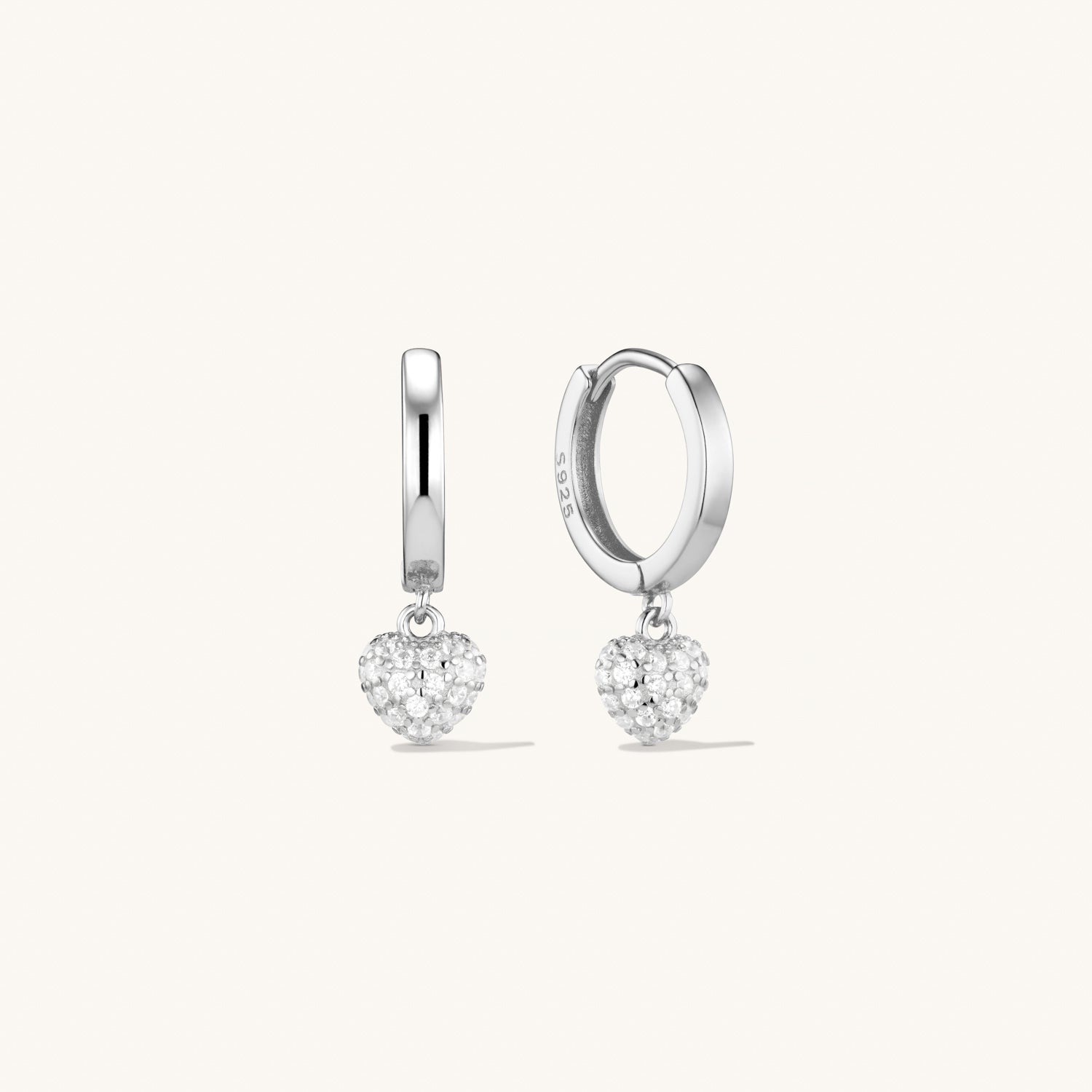 Boucles d'Oreilles Amore Pavé en Argent