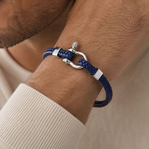 Anchor | Bracelet Cuir Tressé Homme