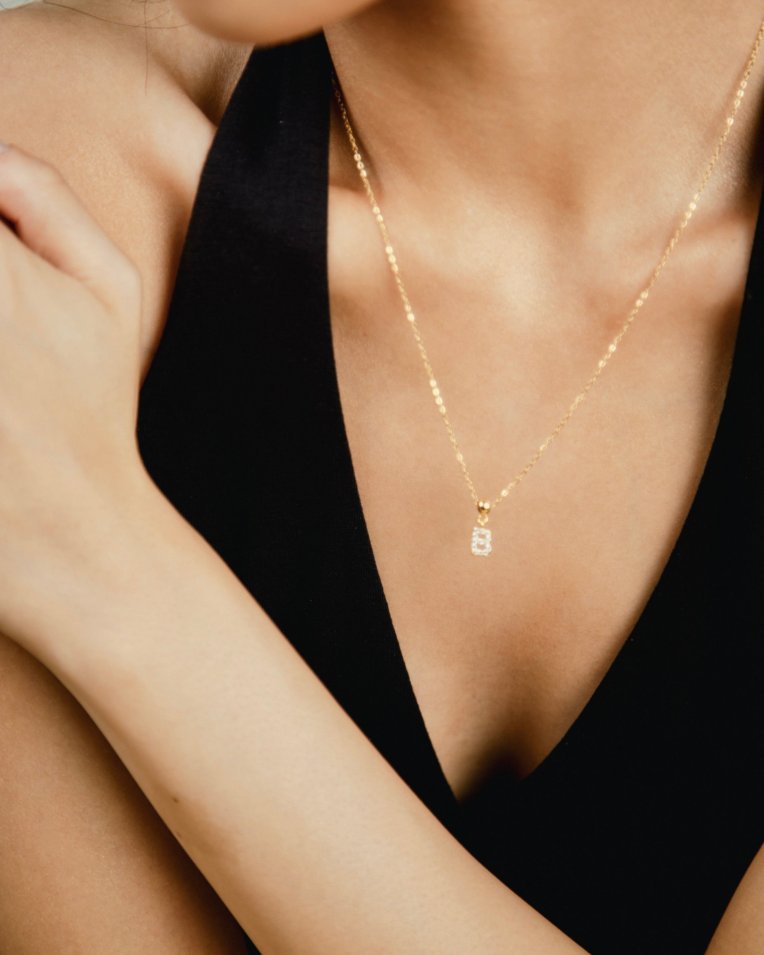 Pendentif Initiale B avec Diamant en Or