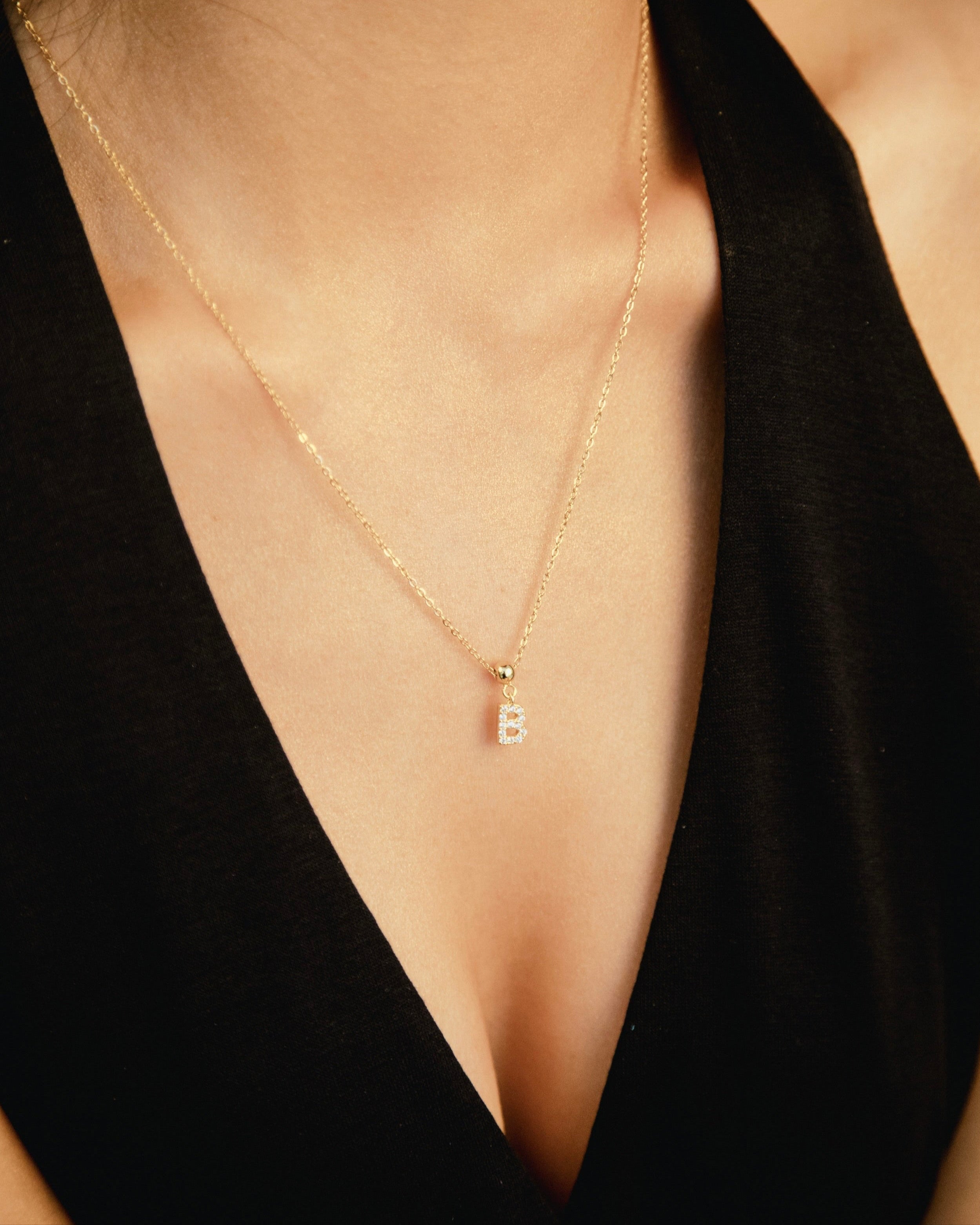 Pendentif Initiale B avec Diamant en Or