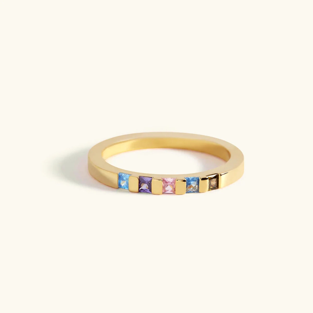 Anillo Banda con Piedra de Nacimiento Destello Cristal
