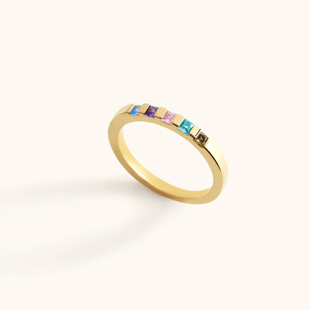 Anillo Banda con Piedra de Nacimiento Destello Cristal