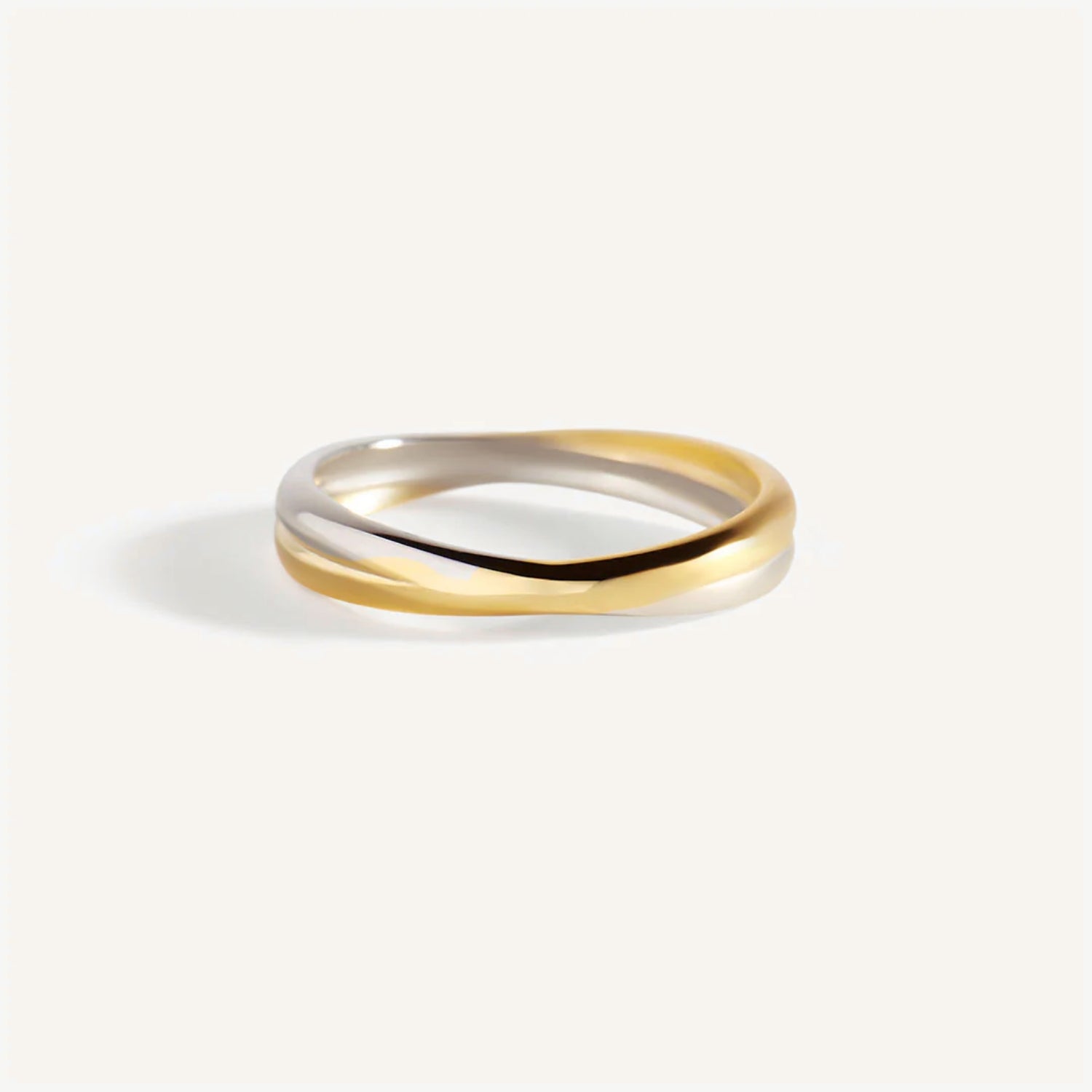 Bague Croisée Bimétal en Or et Argent